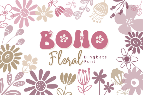 Boho Floral: A Charming Dingbat Font for Whimsical Designs