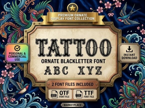Tattoo: Premium Ornate Blackletter Font Collection