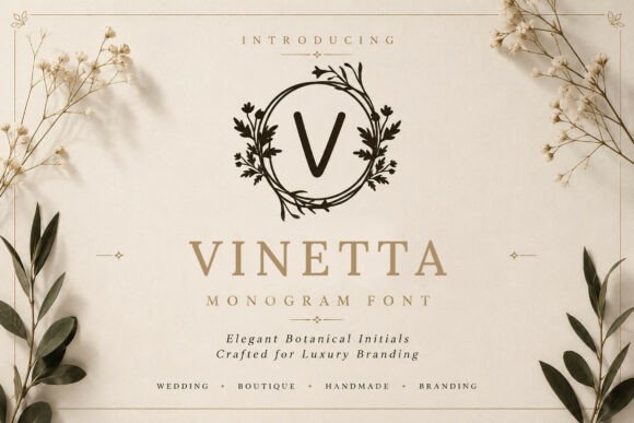 Vinetta Monogram: Elegant Floral Typography